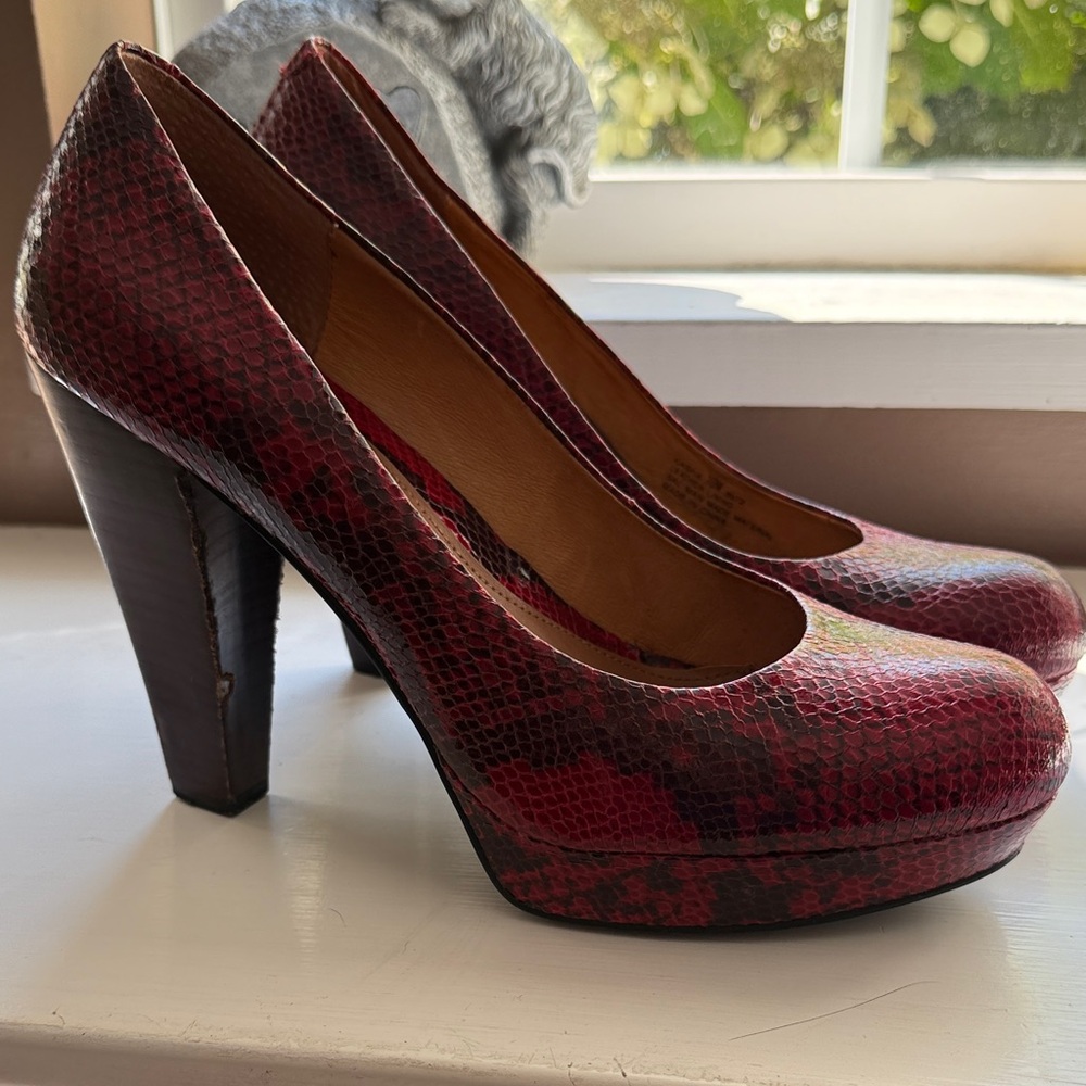 Chinese Laundry Red Snakeskin Heels